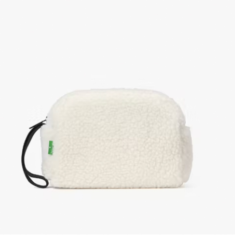 Kate Spade Faux Sherpa Cosmetic Bag/ Makeup Travel Pouch Wristlet